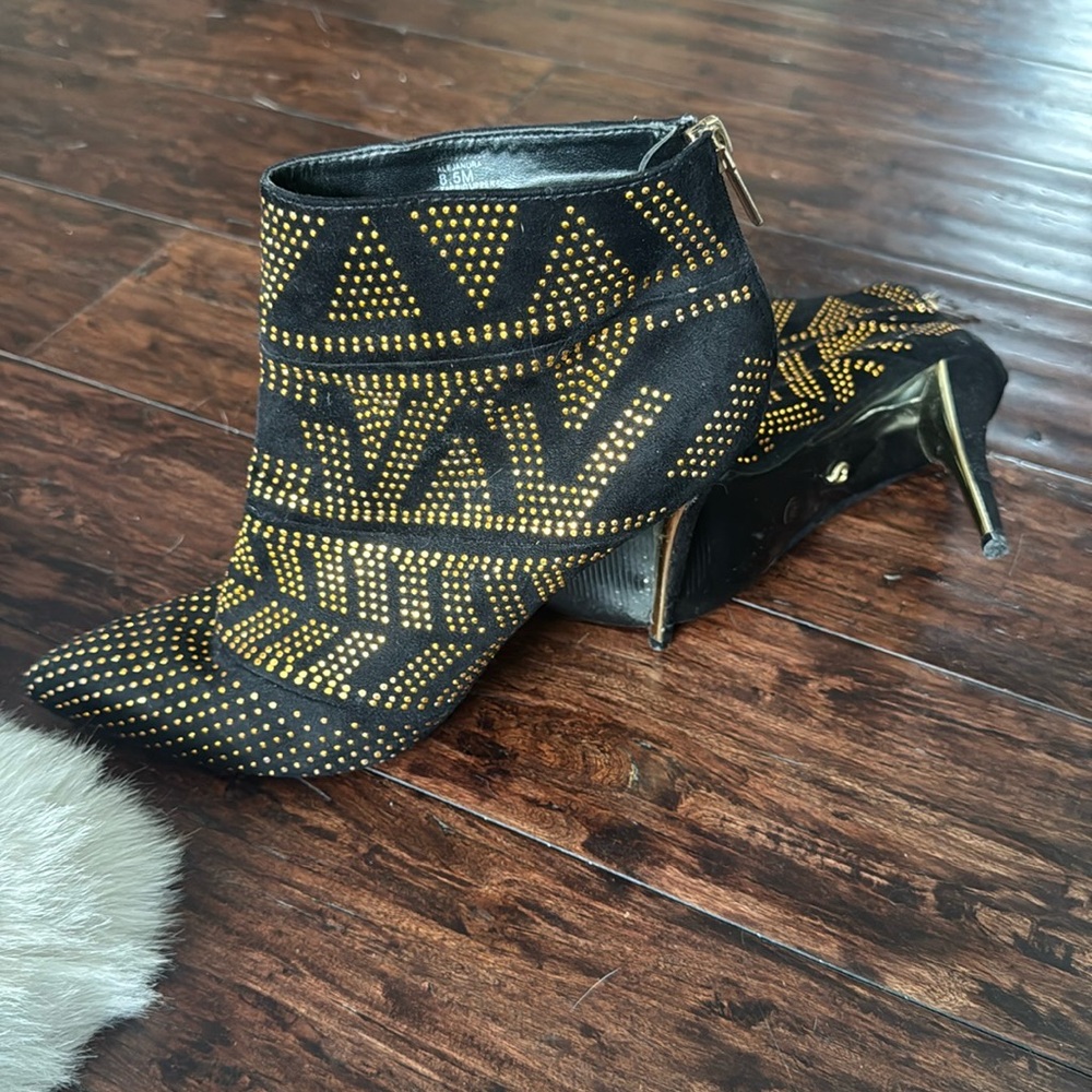 Black and Gold high heel boots